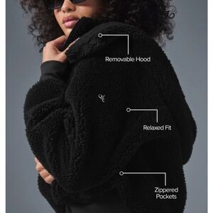 ALO Yoga Black Teddy Jacket with Removable Hood